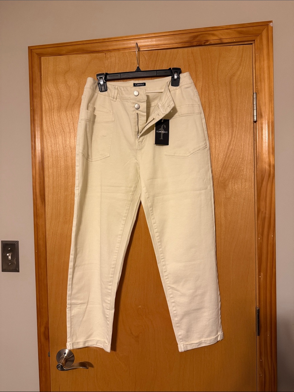 High-Rise Cream Cropped Women’s Jeans